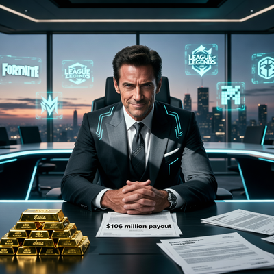 Генеральный директор Electronic Arts Эндрю Уилсон в корпоративной обстановке с символами многомиллионных выплат при продаже компании за $55 млрд