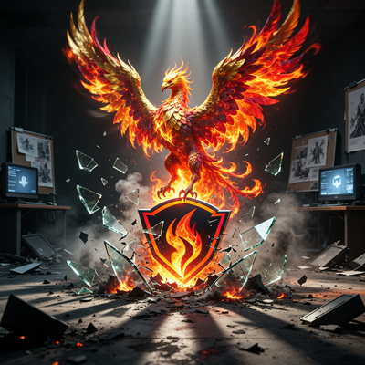 Феникс возрождается из пепла логотипа игровой студии, символизируя создание новой команды «Мир А» после кризиса «Леста Игр».