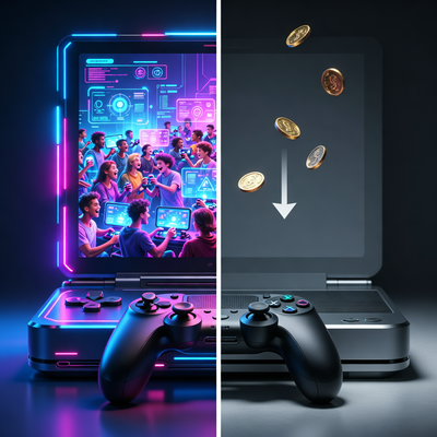 Разделение между растущей аудиторией и падающей выручкой Xbox: яркая сторона с игроками и тусклая с монетами.